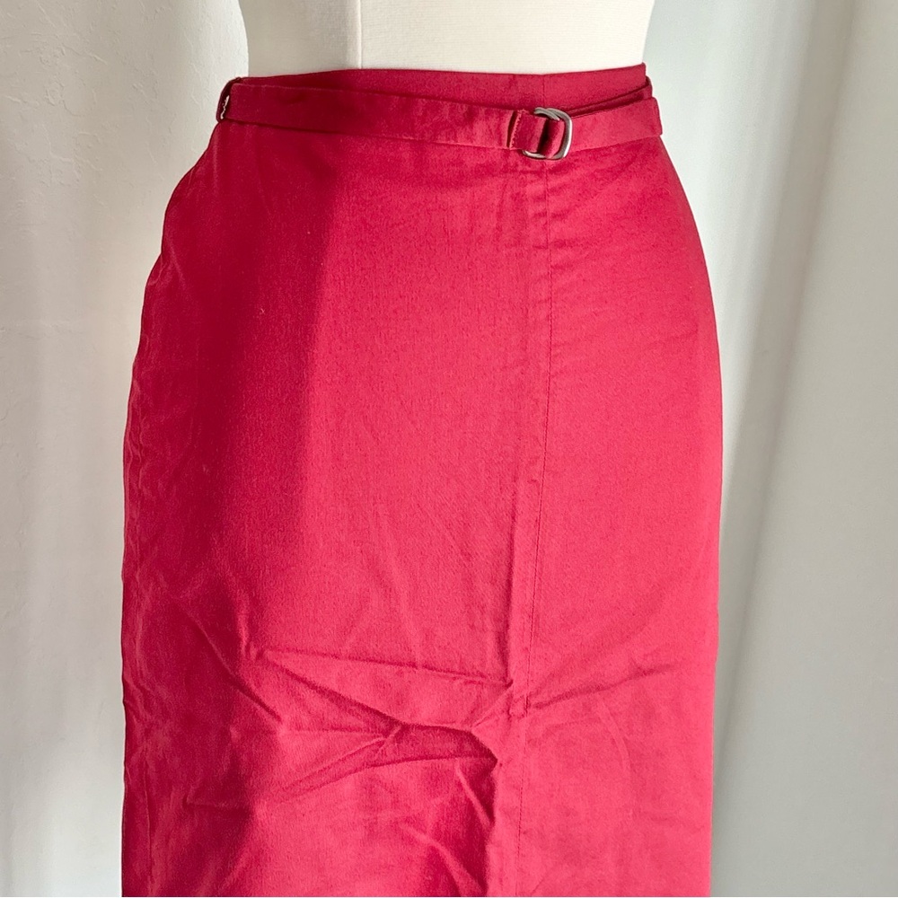 Banana Republic Vibrant Red Stretch Cotton Blend Belted Pencil Skirt, Sz 0 - Picture 2 of 8